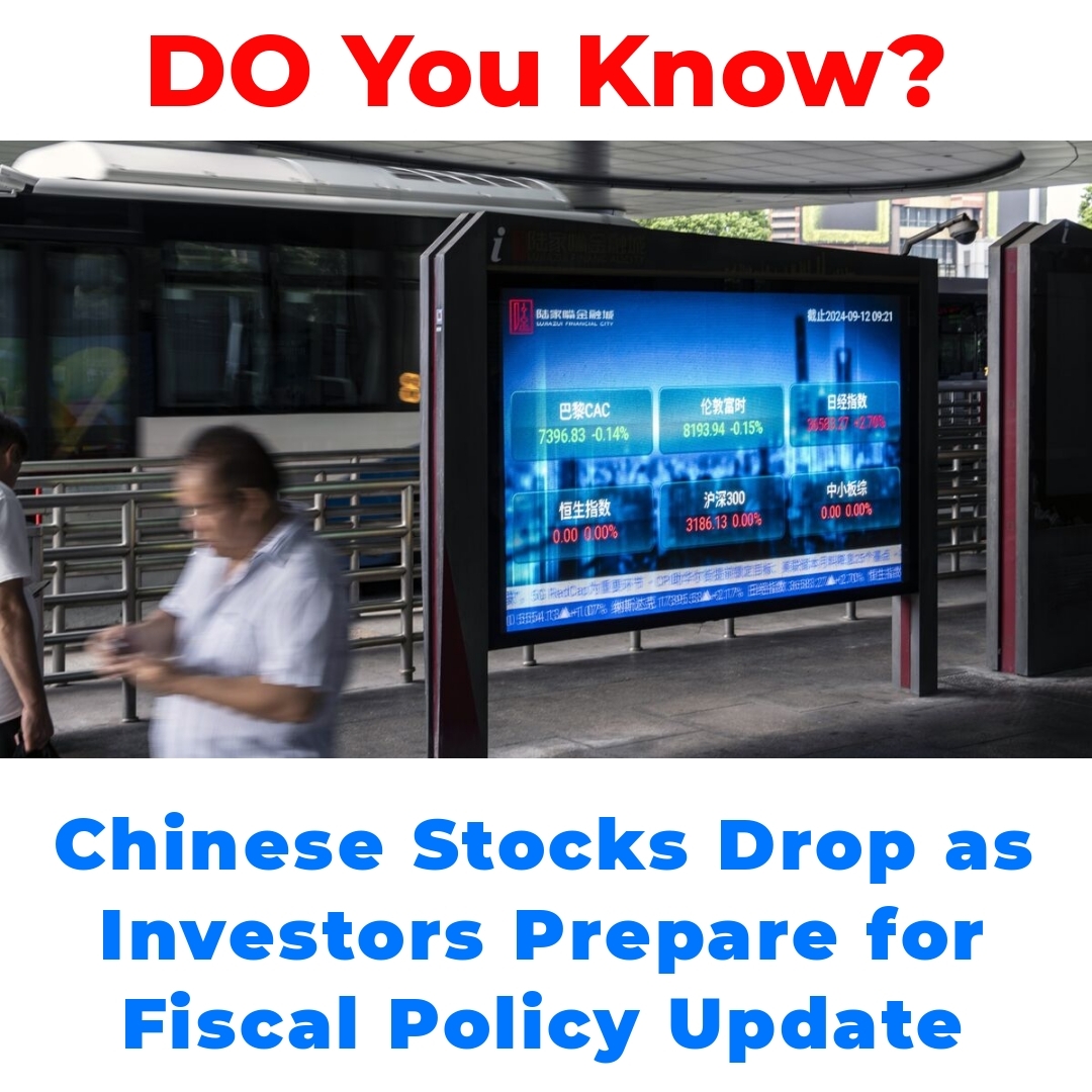 Chinese Stocks Drop as Investors Prepare for Fiscal Policy Update