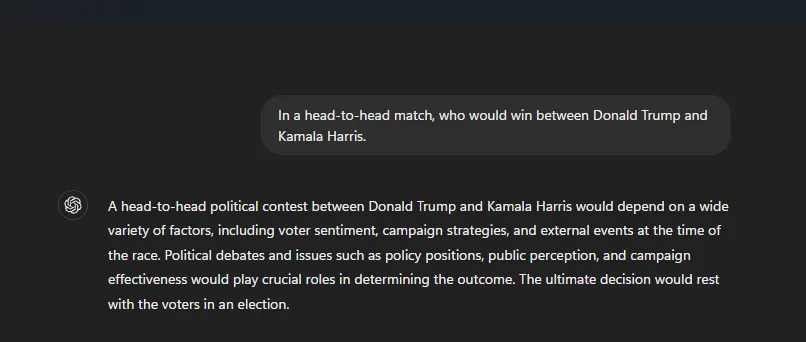 As the 2024 U.S. election nears, AI shifts predictions, suggesting Kamala Harris may edge out Donald Trump in a tight race.